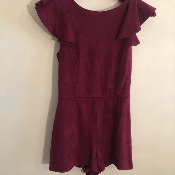 [She + Sky] Wine Suede Romper - Size Small - Picture 3 of 7